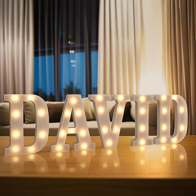 Light Up Letters Marquee Sign, 26 Alphabet LED Lights, White Plastic Night Lights for Engagement Party Wedding, Baby Shower, Birthday (Letter V)