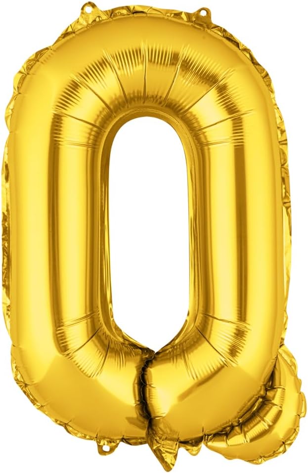 Restaurantware-Balloonify 16 Inch Letter Balloon, 1 Alphabet Party Balloon - Letter Q, Self-Sealing, Gold Foil Mylar Finish, Hanging Loop, Decoration For Birthday, Wedding, Or Graduation