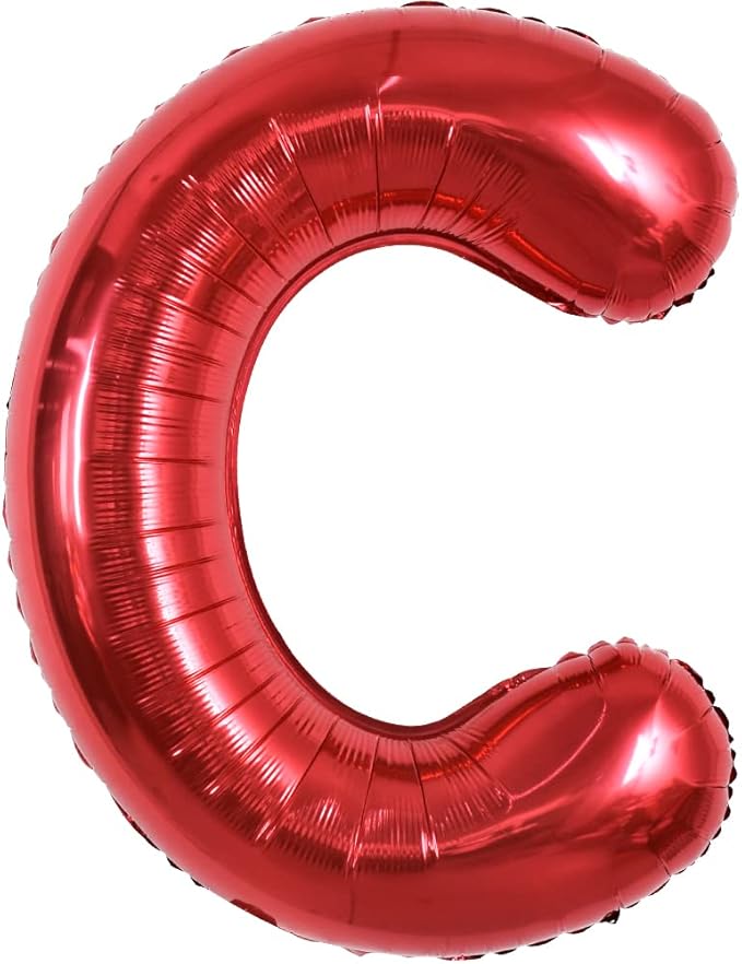 TONIFUL 40 Inch Large Bright Red Letter Balloons A-Z, Giant Jumbo Helium Foil Mylar Big Letter C Balloons for Birthday Party Anniversary Wedding Decorations