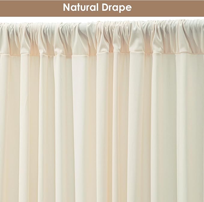 20x10ft Wrinkle Free Ivory Backdrop Curtain for Parties Soft Fabric Drapes Wedding Ivory Curtain Backdrop for Birthday Party Decorations Background for Photography 5x10ft,4 Panels