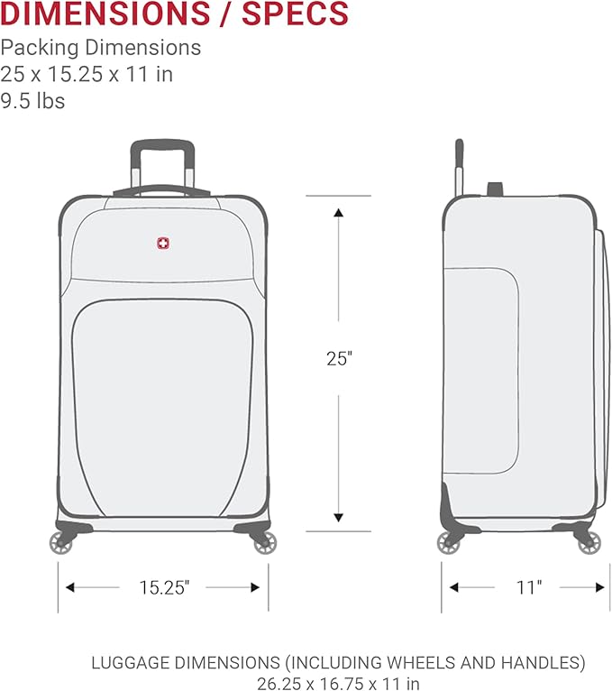 SWISSGEAR Sion Softside Expandable Spinner Luggage Durable Lightweight Travel Suitcase, Merlot, Checked-Medium 25-Inch