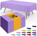 Smiry Disposable Table Cloth - 12 Pack, 54 x 108 Inch Waterproof Rectangle Tablecloths for Parties, Decorative Plastic Table Cover, Leakproof & Sturdy, Lavender