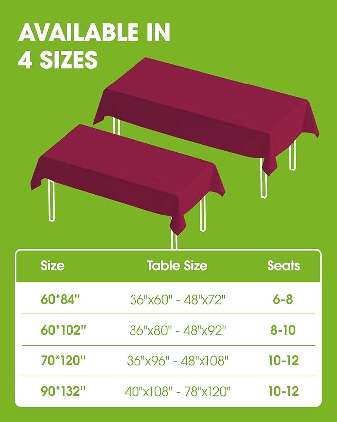 Pureegg Rectangle Table Cloth 60" x 84" – Durable Polyester Tablecloth Offers Reusable & Washable Protection, Ideal for Outdoor Party, Picnic, Wedding, Banquet and Birthday, Fuchsia
