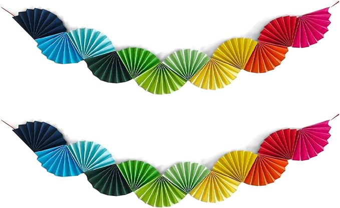 Banner Garland Fan-Shaped, Rainbow Colors Wall Decor Party Decorations for Birthday Wedding College Nurse Graduation Holiday New Year, Festive Supplies
