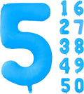Fluorescent Blue Number Balloon 40 inch Giant Foil Helium Balloons Blue Number 5 Balloon for 5th Birthday Party Decorations