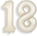 SUWEN 40 Inch Cream White Large 18 Number Balloons Big Foil Helium Number Balloons 0-9 Jumbo Happy 18th Mylar Birthday Party Decorations for Boy or Girl 81 Anniversary Party Supplies