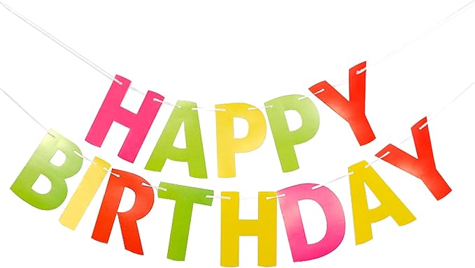 MEETINGU Rainbow Happy Birthday Banner, Colour Rainbow Birthday Party Decorations Color Birthday Sign Colour Happy Birthday Decorations Birthday Party Supplies for Boys Girls Kids Baby Adults (Multicolour2)