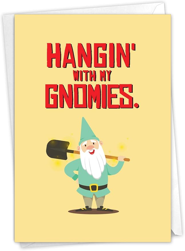 The Best Card Company Funny Birthday Greeting Card From Us w/ 5 x 7 Envelope for Men and Women (1 Card) Friendly Garden Gnomes C6441CBDG-US