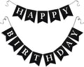 Black Happy Birthday Banner - Black Hanging Backdrop Sign With White Letters, Happy Birthday Sign Bunting Decorations For Men Women Kids Baby Shower Party Supplies (13pcs)