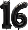 AULE 40 Inch Jumbo Black Foil Mylar Number Balloons for Boy Girl 16th Birthday Party Decorations 16 Years Old Anniversary Party Supplies