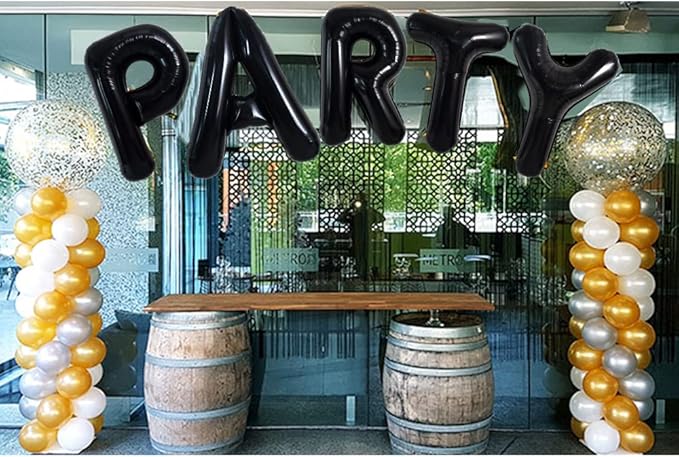 TONIFUL 40 Inch Large Black R Letter Balloons, Jumbo Helium Balloons for 2026 New Year Eve Graduation Wedding Baby Shower Birthday Party Anniversary Supplies Decorations