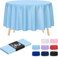 Kopokita 2 Pack Light Blue Round Disposable Plastic Tablecloths 84 inch Party Table Covers