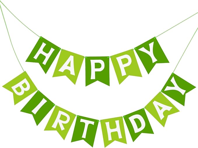 Green Happy Birthday Banner Birthday Party Banner NO DIY Happy Birthday Sign Birthday Pre-Strung Hanging Decoration for Women Men Girl Boy Party Supplies (Green)