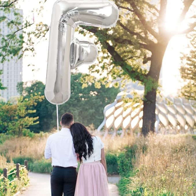 TONIFUL 40 Inch Large Silver Letter F Balloons Helium Balloons,Foil Mylar Big Letter Balloons for 2026 New Year Eve Graduation Wedding Baby Shower Birthday Party Anniversary Supplies Decorations