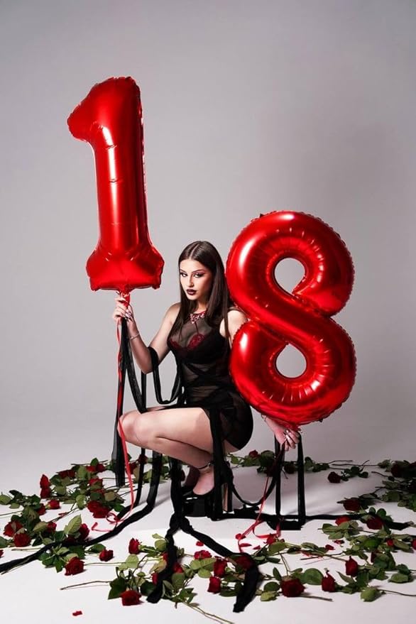 Balloon 30 Number, 40 Inch Happy 30th Birthday Decoration for Her Him, Red Foil Number Balloons for Celebration Engagement Memorial Day's Big Event Supplies