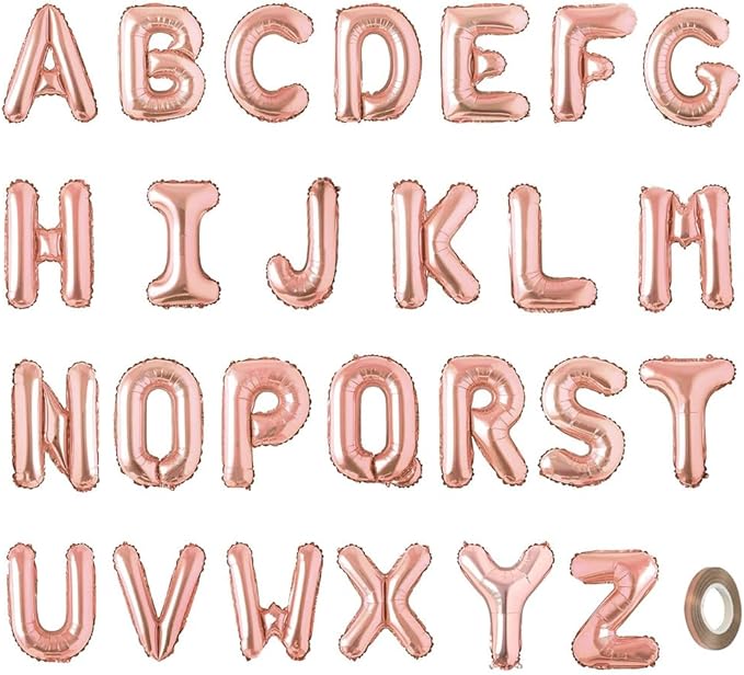 Letter Balloons Rose Gold Balloon, Custom Alphabet Balloons for Birthday, Shower Party Supplies, Personalized Banner 16 inch Letter A-Z DIY Decor