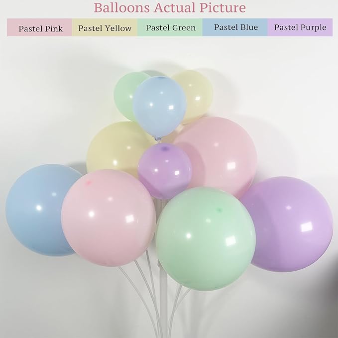 158PCS Pastel Balloon Arch Garland Kit with Pink Green Yellow Blue Purple Balloons for Unicorn Party Supplies, Rainbow Theme Birthday, Baby Shower Decorations, Colorful Garland