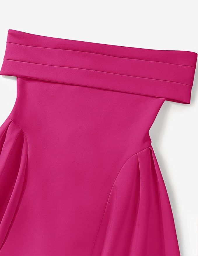 ZESICA Summer 2026 Cocktail Dresses for Women's Off Shoulder Short Sleeve Swing A Line Wedding Evening Party Midi Dress