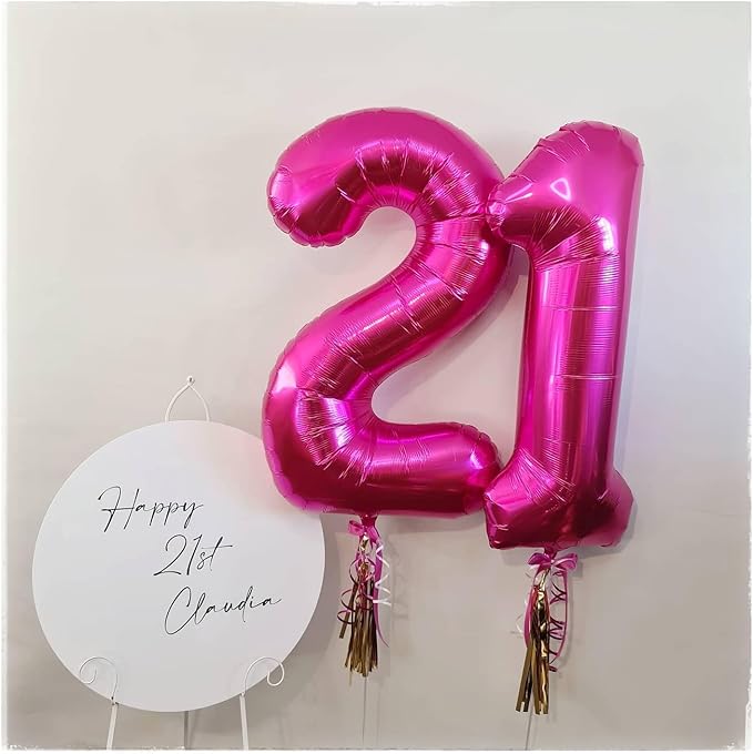Hot Pink Number 1 Balloon 40 Inch, 1st Birthday Balloon for Baby Boy Girl Toddler First Birthday Decorations, Shiny Hot Pink Party Supplies