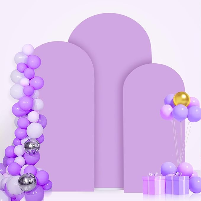 Wedding Arch Cover Set of 3 Lavender Arch Backdrop Cover 4 5 6FT Double Sided Spandex Arch Stand Cover for Metal Arch Satnd arch cover backdrop fabric for Bridal Baby Shower Party Decorations