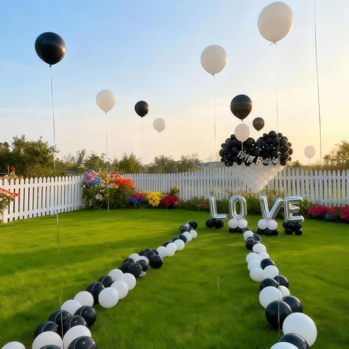 200 Pcs Black and White Balloons 5 Inch Latex Small Balloon Garland Arch Kit for Baby Shower Birthday Bridal Shower Wedding Anniversary Party Decorations
