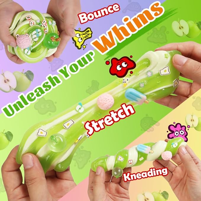 WATERELF 2PC Scented Putty Multi-Color, Stress Relief Scented Putty for Kids Boys Girls Adults, Non-Sticky Fidget Toy - 1.6 Oz*2 - SP002#-Apple/Ice Cream