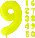 Fluorescent Yellow Number Balloon 40 inch Giant Foil Helium Balloons Yellow Number 9 Balloon for 9th Birthday Party Decorations