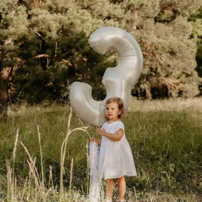 40 In Cream white Number Balloons Helium Foil Mylar Balloon Birthday Party banquet Decoration Digital 16