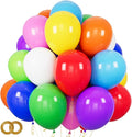 ASIYUHY 100 PCS Party Balloons Assorted Colors 12 Inch Rainbow Balloons with 65FT Ribbon Thick Latex Colorful Balloon Multicolor Bright Balloons for Kids Birthday Rainbow Party Weddings Decorations