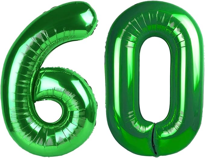 Dark Green Number 60 Balloon 40 Inch, 60th Birthday Party Decorations for Children, Giant 60 Foil Balloon for Party Supplies