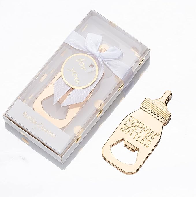 24PCS Baby Bottle Openers for Baby Shower Favors,Gifts,Decorations,or Souvenirs for Guests with Gift Box,Popping Design for Boy or Girl