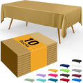 Smiry Disposable Table Cloth - 10 Pack, 54 x 108 Inch Waterproof Rectangle Tablecloths for Parties, Decorative Plastic Table Cover, Leakproof & Sturdy, Gold