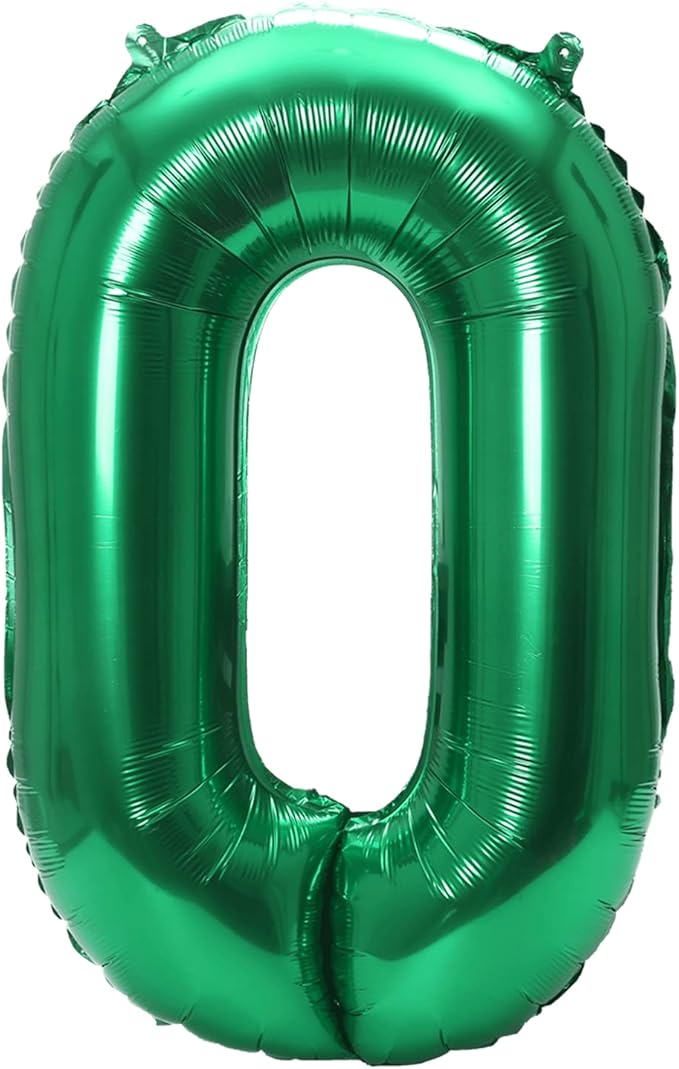 YPSelected 32 Inch Large Foil Helium Number Balloon Birthday Wedding Party 0-9 (Green, 0)