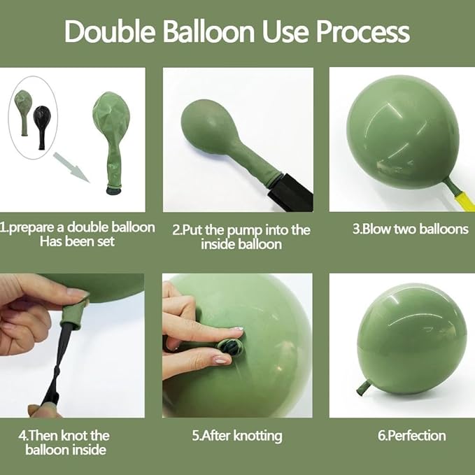 Double Stuffed Sage Green Balloons Retro Olive Green Balloon Garland Kit Different Sizes 18/12/5 Inch Pastel Avocado for Easter Birthday Baby Shower Wedding Jungle Safari Spring Party Decoration