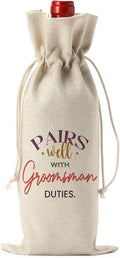 FBCCZEY Groomsmen Proposal Wine Bag - Best Man and Wedding Engagement Gifts for Groomsmen - Pairs Well With Groomsman Duties Wine Bottle Bags