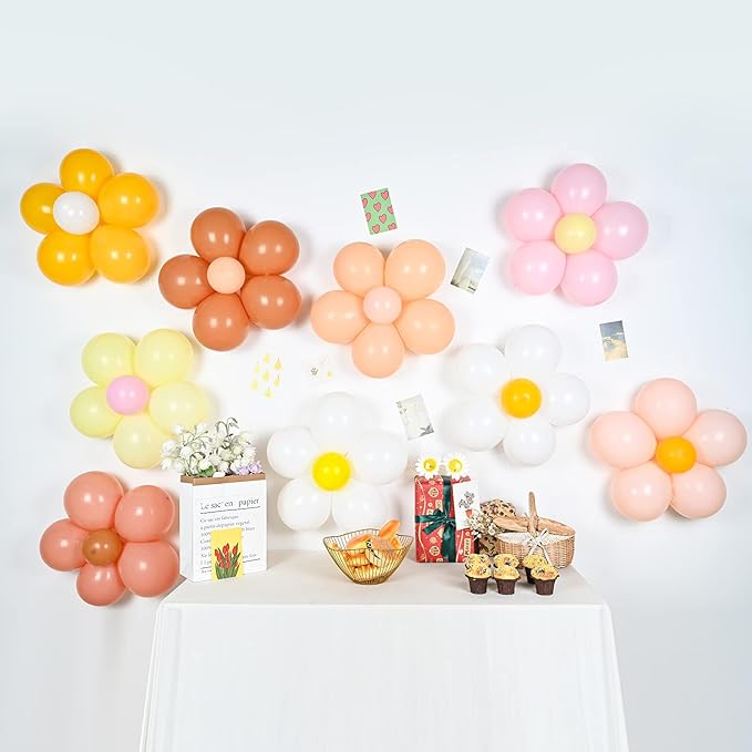 16 Set Daisy Flower Balloons DIY Kit,Multicolor Latex Balloon Flower Balloons Party Decorations for Birthday Baby Shower Wedding Anniversary Groovy Fairy Retro Hippie Theme Decor