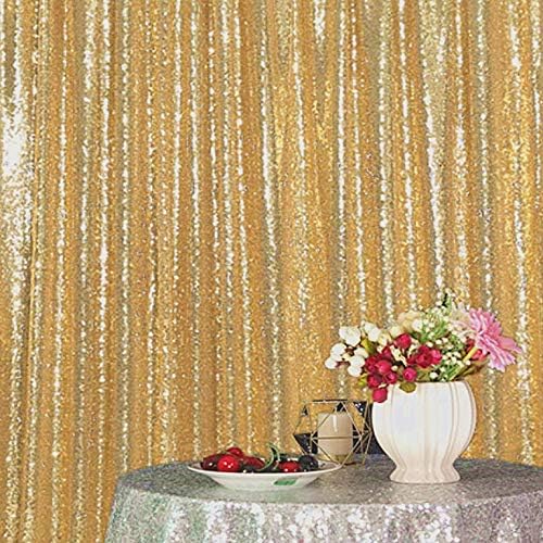 Juya Delight 10ft x 10ft New Gold Sequin Photography Backdrop Curtain for Party Banquet Festival Wedding Anniversary Exhibition