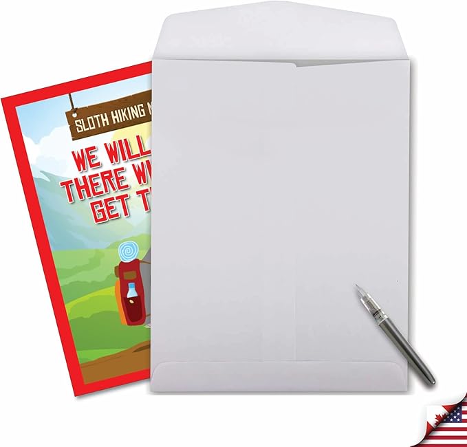 NobleWorks Oversize Humorous Belated Birthday Paper Card From Us 8.5 x 11 Inch with Envelope (1 Pack) Large Jumbo Sloth Hiking J7234BEG-US