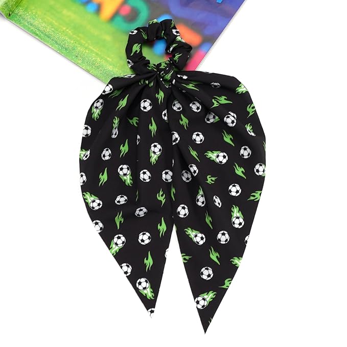 Soccer Hair Ties Game Day Football Ribbon Hair Ties Elastic Bands Hair Scrunchies Ponytail Holders Sport Hair Accessories for Girls Women Players Coaches Teams Gifts