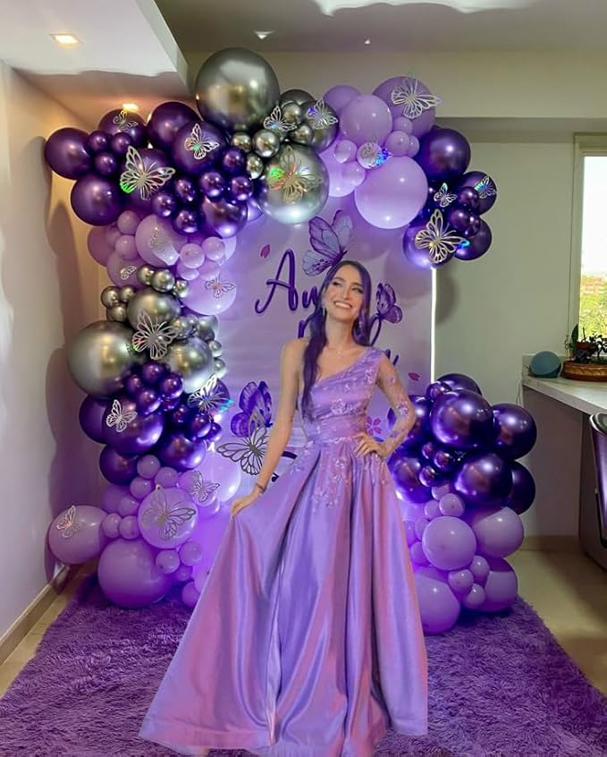 Purple Latex Balloon Set - 50 Pcs 12 Inches Dark Purple Balloons Metallic Purple Balloons for Birthday Wedding Baby Shower Party Decoration