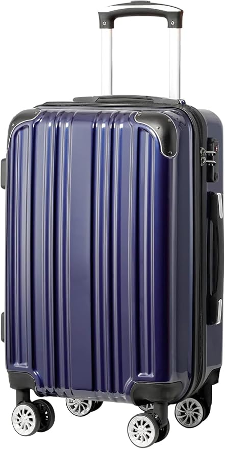 Coolife Carry On Luggage, Suitcase with Durable and Lightweight, carry on suitcase with PC+ABS Hardshell, Dual Spinner Wheels, TSA Lock, and YKK Zipper (navy new, S(20in)_carry on)