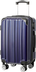 Coolife Luggage, Suitcase with Durable and Lightweight, Checked Luggage with PC+ABS Hardshell, Dual Spinner Wheels, TSA Lock, and YKK Zipper (navy new, M(24in))
