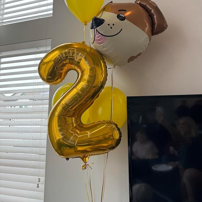 Gold Number 2 Balloon, 40 Inch Large Number Foil Mylar Balloons for 2nd Girl Boy Birthday Party Celebration Decorations Supplies, Digital Balloons for Wedding Anniversary Events Decor