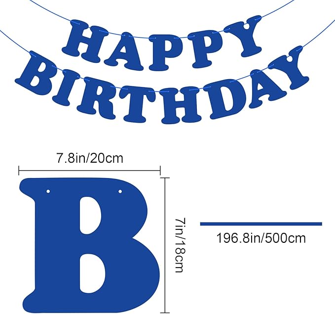 Navy Blue Happy Birthday Banner Sign Blue Birthday Party Supplies for Kids Adults Birthday Party Decorations