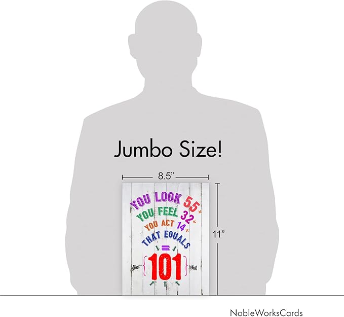NobleWorks - Big Funny 101th Milestone Birthday Greeting Card 8.5 x 11 Inch with Envelope (1 Pack) Oversize Jumbo Age Equation-101 J2462MBG