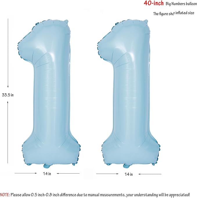 40 In Matte Blue Number Balloons Helium Foil Mylar Balloon Birthday Party banquet Decoration Digital 11