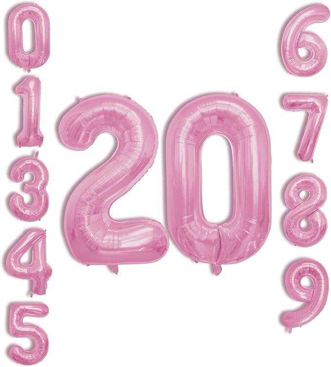 40 Inch Large Pink Number Celebration and Decoration Balloon for Birthday Parties, Graduations, Anniversaries, Weddings, Photo Shoots, Special Events - Helium Foil Mylar (Pink Number 20)