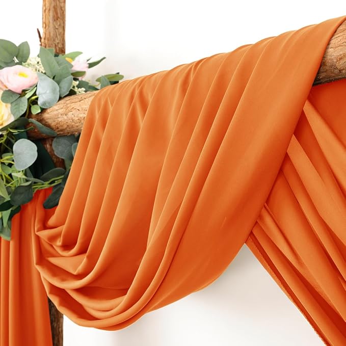 Wedding Arch Draping Fabric 30'' x 18FT Sheer Chiffon Arch Drape Backdrop 1 Panel Orange Drape for Easter Bridal Shower Baby Shower Photo Booth Church Decor Birthday Party Outdoor Decoration
