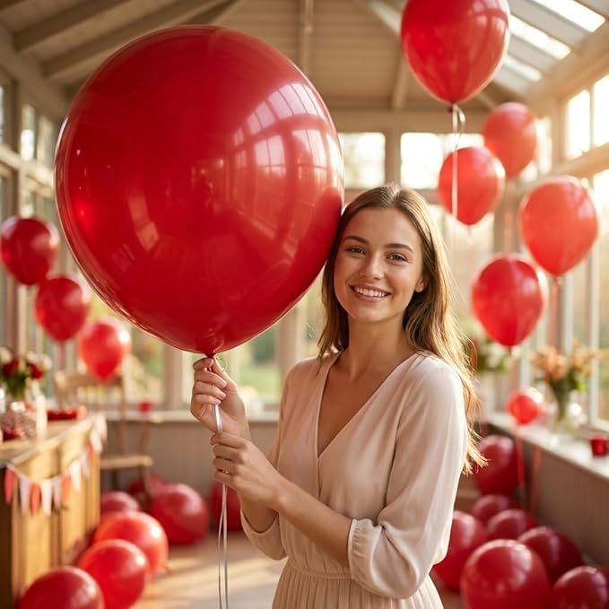 KALOR Burbundy Red Giant Balloons 36 Inch Large Latex Balloons, 4 Pack Jumbo Round Helium Balloon for Birthday Bridal Shower Wedding Baby Shower Party Decorations