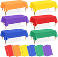 mwellewm 12Pcs Plastic Table Cloth Disposable, Assorted Color Rainbow Tablecloth Colorful Neon Rectangle Bulk Solid Table Cover for Birthday Wedding Graduation Picnic Party Decorations(54x72 Inch)